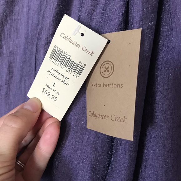 NEW Coldwater Creek Purple Ruffle blouse Woman's Size Large 14-16 - Picture 3 of 8